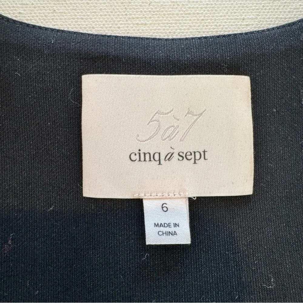 Cinq a Sept Orion Faux-Wrap Mini Dress Women’s 6 Black Sleeveless V-Neck Stretch - Picture 11 of 16
